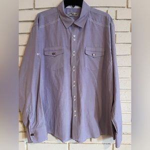 Caviar Dremes Button Down 2XL Purple Striped Double Button Roll Tab Sleeve Shirt